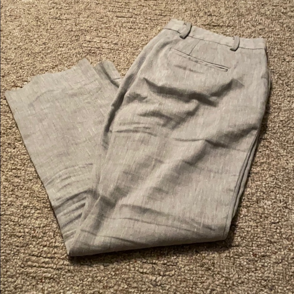 Gray linen cropped ankle pants